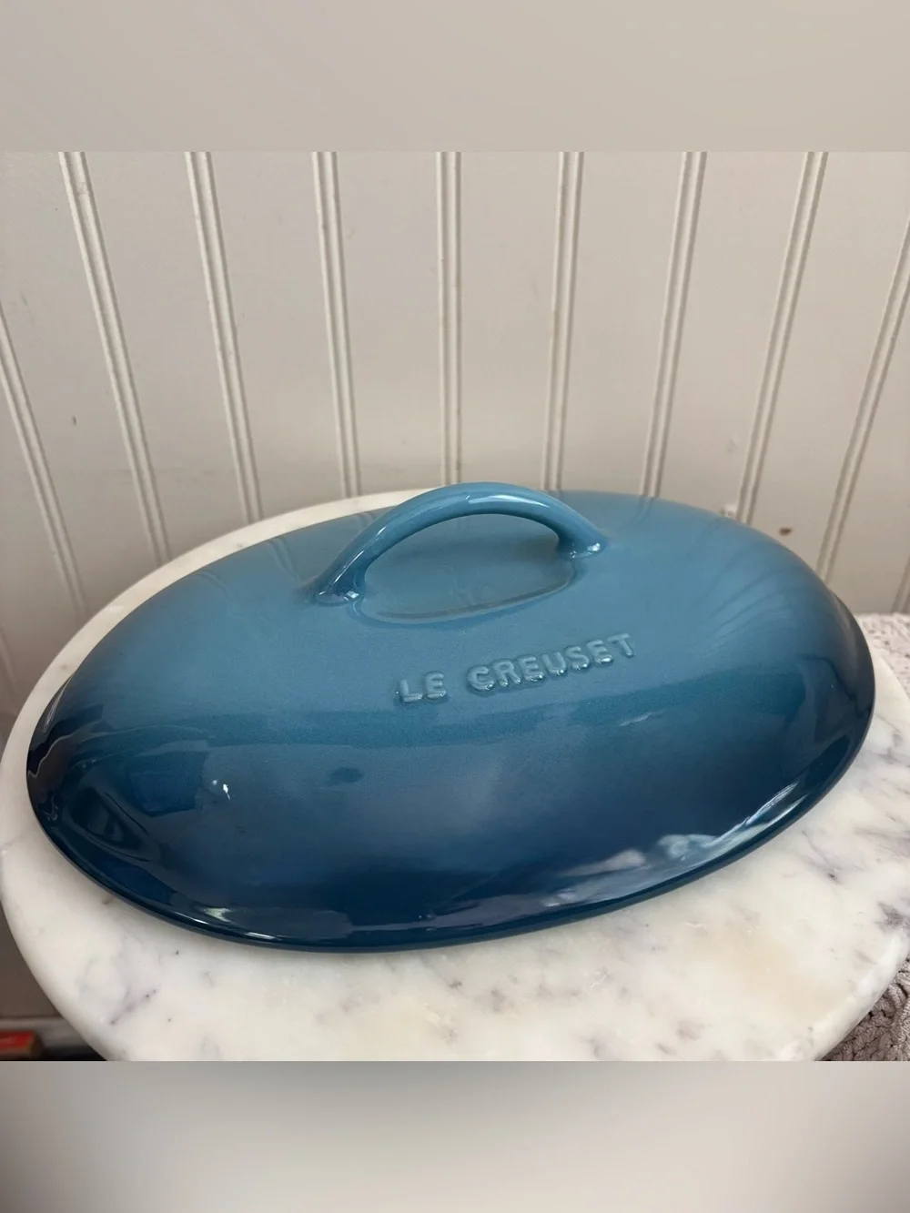 Le Creuset Heritage Stoneware Oval Casserole Dish Lid Replacement Marseille Blue